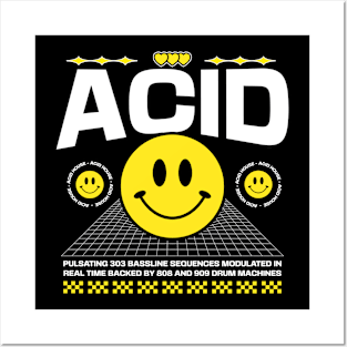 ACID HOUSE  - Smiley's side by side (white/yellow) Posters and Art